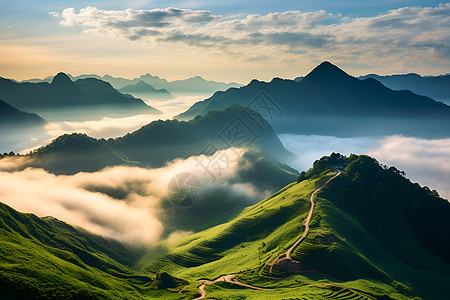 云雾缭绕的山景图片