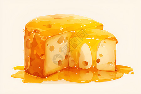 美味蜂蜜滴在奶酪上图片