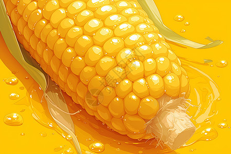 玉米棒上的水滴图片