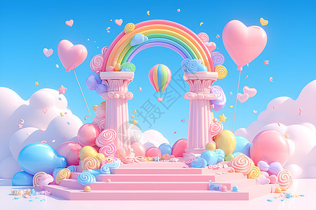 糖果色的彩虹舞台图片