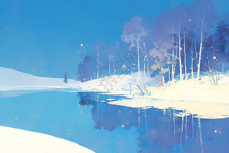 冬日美丽湖景图片