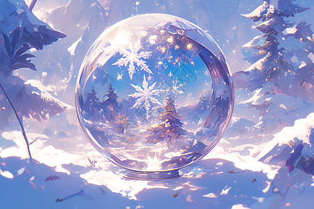 魔法雪球中的冬日世界图片