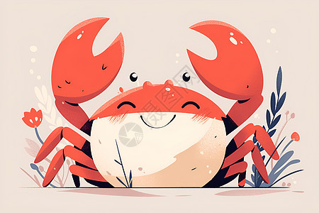 欢乐螃蟹插画图片