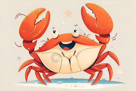 欢乐的螃蟹插画图片