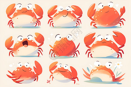 螃蟹可爱表情包图片