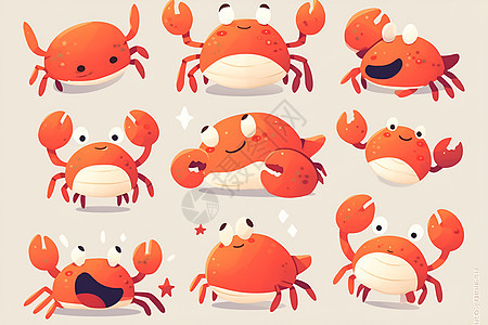 欢快的卡通螃蟹角色图片