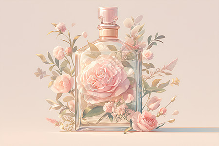 玻璃瓶子里的玫瑰图片