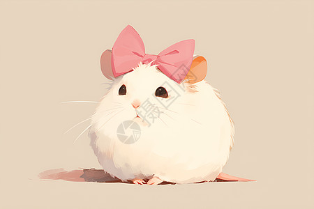 小仓鼠戴着粉色蝴蝶结图片