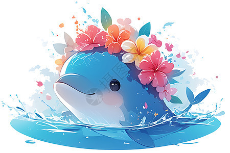 花冠海豚在大海中图片
