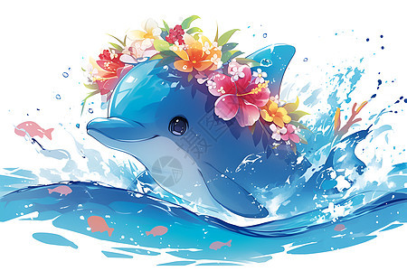 海洋中蓝色海豚图片