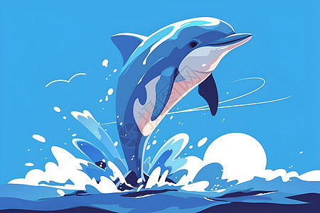 一只海豚从水中跃出图片