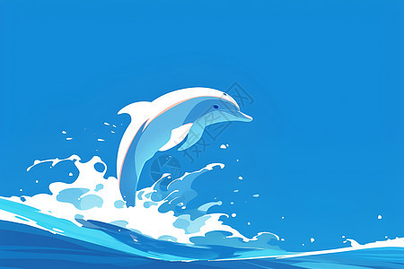 海洋中跃出的海豚图片