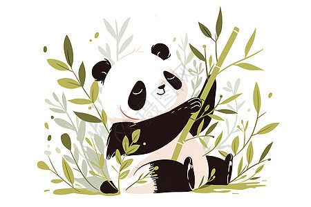 绘画的熊猫和竹子图片