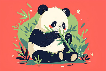 拿着竹子的动物熊猫图片