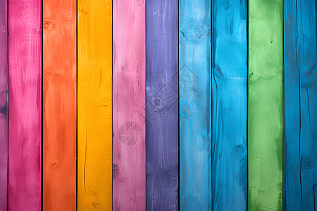 彩虹色木制围栏图片