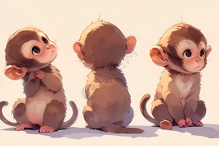 三只小猴子图片