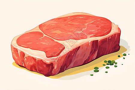 鲜肉的牛排插画图片
