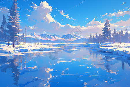 冬日镜湖自然之美图片
