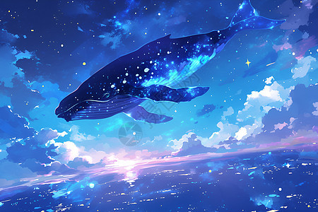 星空中一只鲸鱼图片