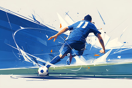 足球运动员踢球的插图图片