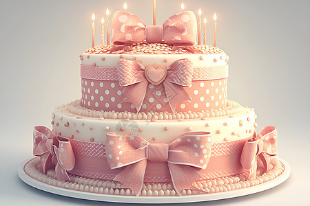 梦幻粉色生日蛋糕图片