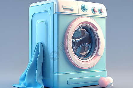 蓝色的洗衣机图片