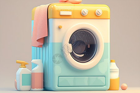 洗衣机和洗衣液图片
