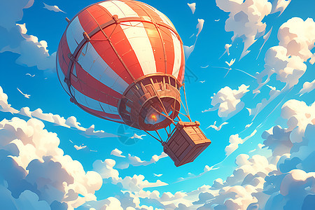 蓝天中的热气球图片