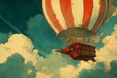 空中热气球的插画图片