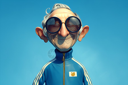 老年男子穿着蓝色运动服图片