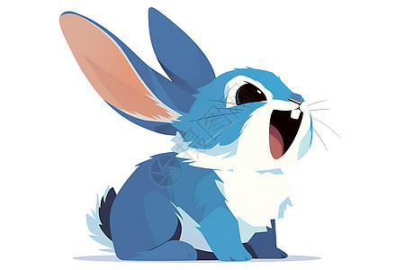 清新可爱的蓝色卡通兔子图片