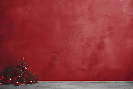 红墙与圣诞装饰图片
