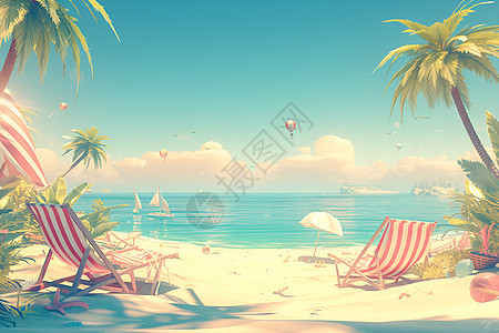 夏日沙滩奇幻景色图片