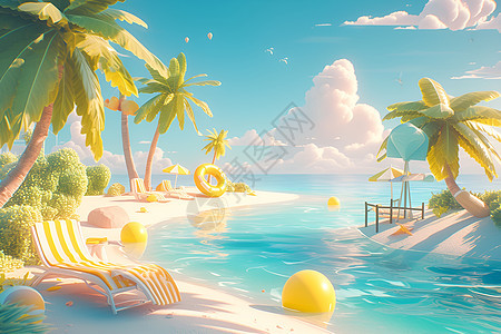 阳光下的梦幻海滩图片