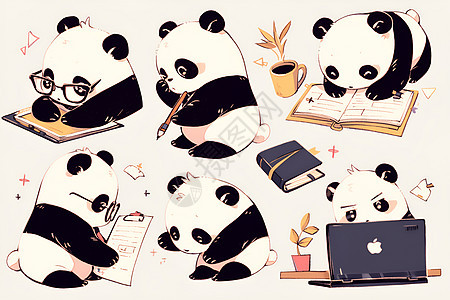 熊猫艺术插画图片