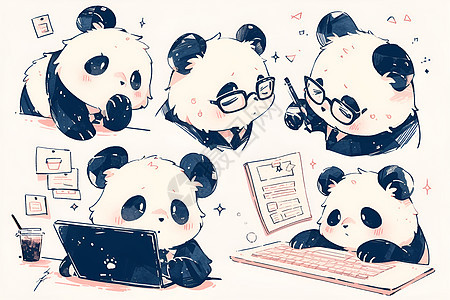 熊猫卡通插画图片