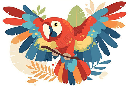 五彩斑斓的鹦鹉插画图片