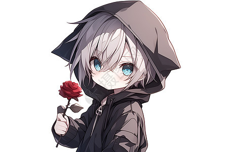 拿着玫瑰的可爱男孩图片