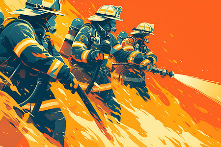 消防员们英勇地扑救大火图片