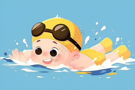 宝宝在水中游泳图片