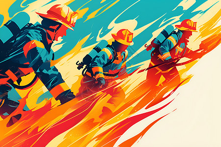 勇敢扑救火灾的消防队员图片