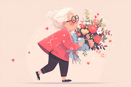 美丽的花束和奶奶图片