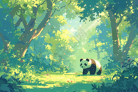 森林里的熊猫图片