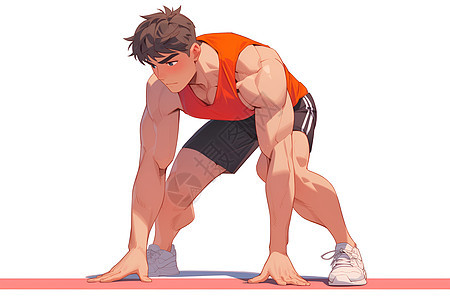 健身男子的彩色插画图片