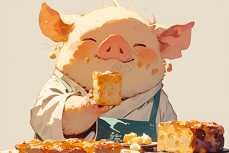 小猪享受美食盛宴图片