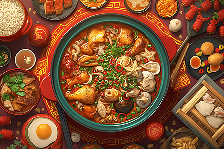 丰盛独特的中国年菜盛宴图片