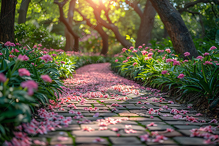 清静花园中的小径图片