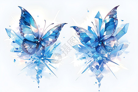 展示的蓝色蝴蝶插画图片