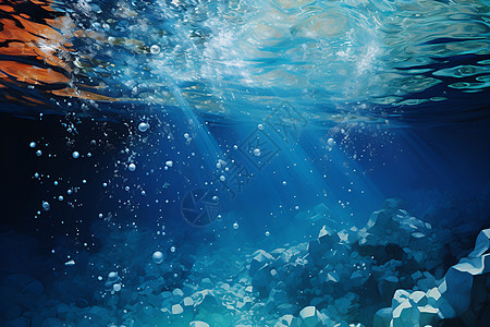 碧蓝海洋中的水下世界图片