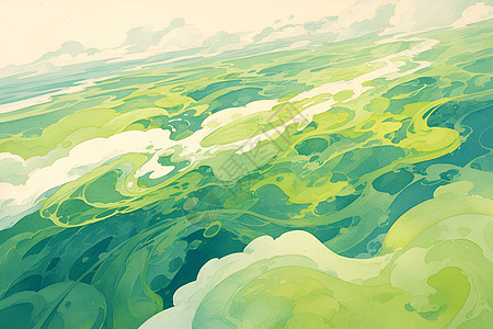 抽象绿色水浪线条图片